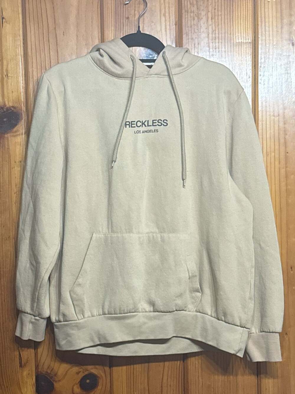 Young & Reckless Hoodie Size L Beige Los Angeles Sweatshirt